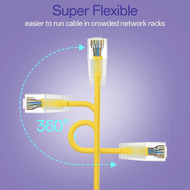 Alt view image 4 of 5 - 10Gsupxsel Cat6a Patch Cables 3ft (24 Pack) Slim, Cat6 Ethernet Patch Cable Pure Copper, Flexible Cat 6 Patch Cable 550MHZ 10G, Space-Saving Cat 6A Network Cables for Patch Panel, Yellow