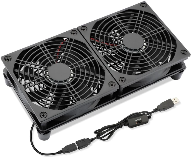 Main image of AmRunJe 120mm x 2 USB Cooling Fan 5V DC Fan with Speed Control