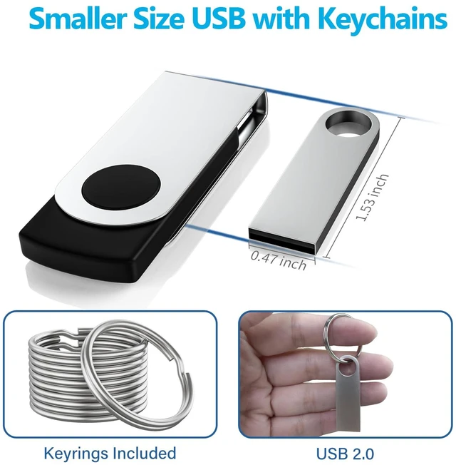 Alt view image 5 of 5 - ABLAZE 1GB Flash Drive 20 Pack, Metal USB 2.0 Thumb Drives with Keychains