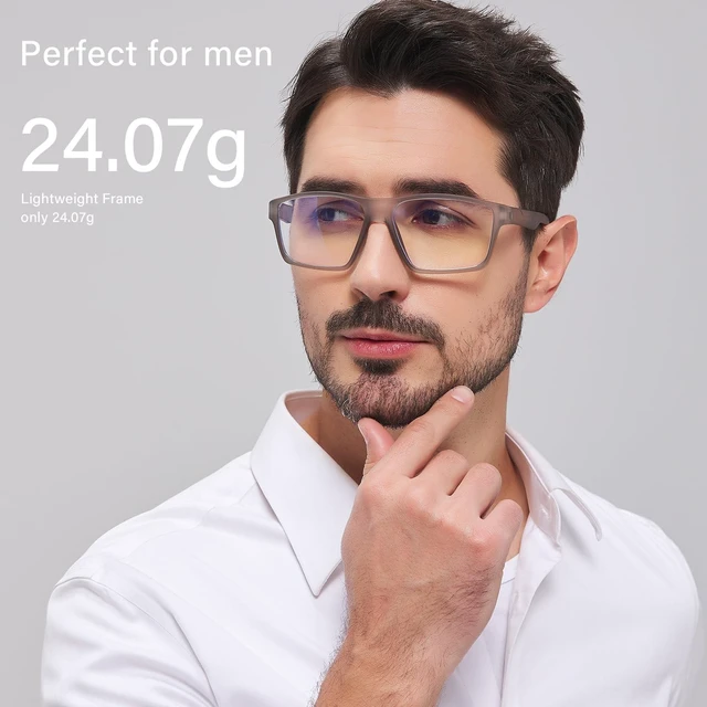 Alt view image 3 of 5 - ANRRI Blue Light Glasses for Men Gaming Computer Gamer Glasses Anti Eyestrain UV Protection Glasses Clear Grey Frame