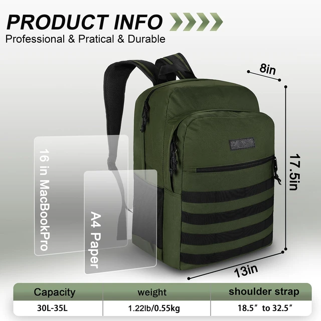 Alt view image 2 of 5 - Wrangler Tradesman Backpack, Water Resistant Casual Daypack for Travel Work School, Unisex Laptop Backpack with Notebook Sleeve