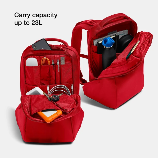 Alt view image 2 of 5 - Incase ICON Backpack Large Tech Backpack for Business, School, Travel Laptop Bag with 8 Compartments, Fits 16 Inch Devices Dedicated Laptop, Tablet, Phone and Accessory Pockets - Signal Red