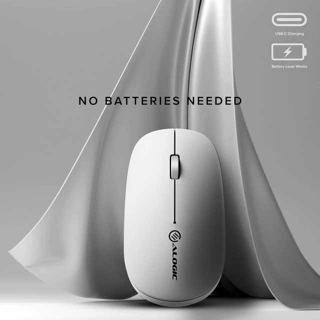 Alt view image 3 of 5 - ALOGIC Echelon USB-C Rechargeable Wireless Mouse, Bluetooth Wireless Mouse with USB-C Charging, Ergonomic Compact Mouse for Windows, macOS & iPadOS