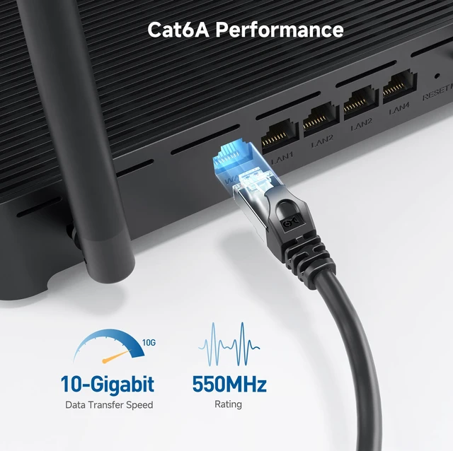 Alt view image 3 of 5 - Cable Matters 10Gbps Snagless Shielded Cat 6A Ethernet Cable, 100ft, Black