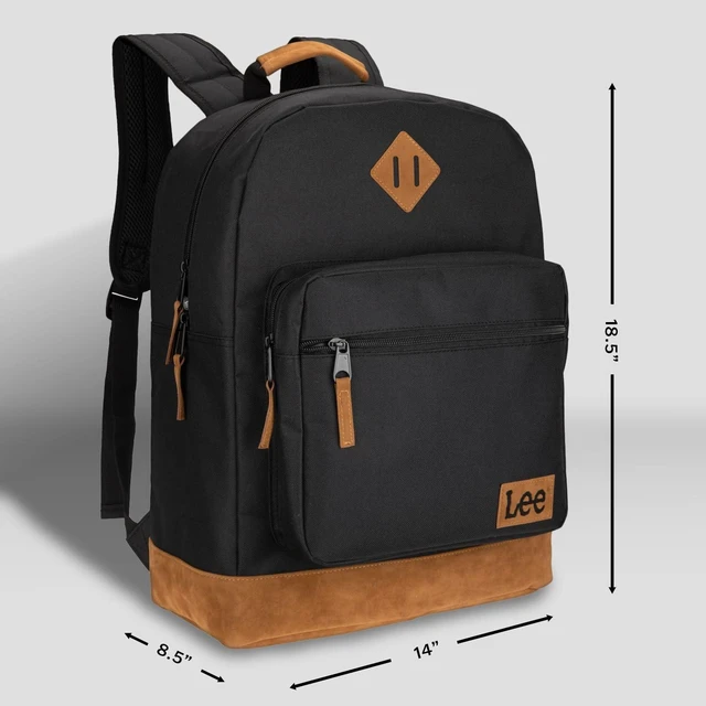 Alt view image 3 of 5 - Lee Authentic Jeans Company Study Backpack for Class, Padded Laptop Sleeve Fits 15.6 Inch Notebook (Black)