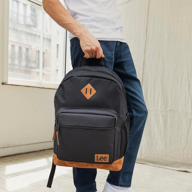 Alt view image 4 of 5 - Lee Authentic Jeans Company Study Backpack for Class, Padded Laptop Sleeve Fits 15.6 Inch Notebook (Black)