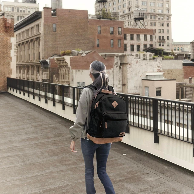 Alt view image 5 of 5 - Lee Authentic Jeans Company Study Backpack for Class, Padded Laptop Sleeve Fits 15.6 Inch Notebook (Black)