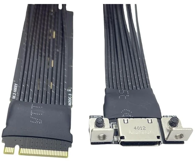 Alt view image 3 of 5 - JMT M.2 NVMe M Key to Oculink 4i / SFF8611 Extension Cable PCIe4.0 X4 Gen3 4 Compatible with T10 / SAS-4 SFF-8612 (40cm)