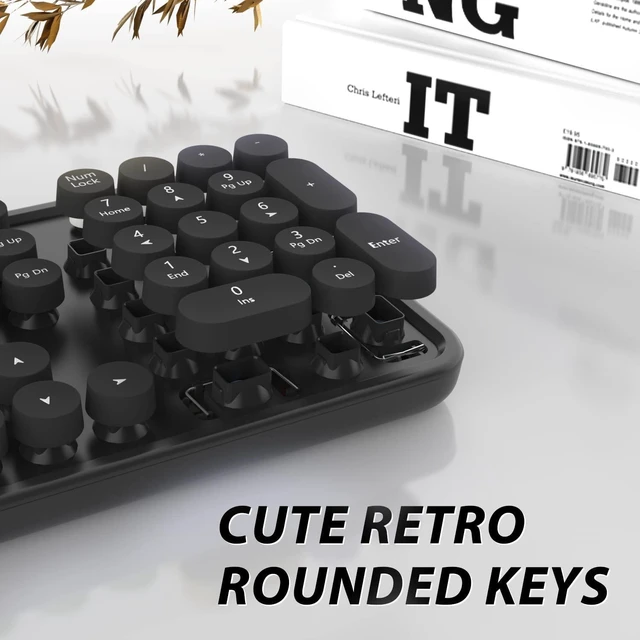 Alt view image 2 of 5 - Wireless Keyboard and Mouse Combo, Cute 104-Key Typewriter