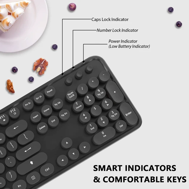 Alt view image 3 of 5 - Wireless Keyboard and Mouse Combo, Cute 104-Key Typewriter