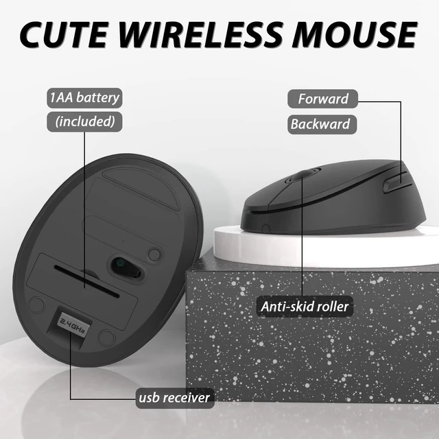 Alt view image 5 of 5 - Wireless Keyboard and Mouse Combo, Cute 104-Key Typewriter