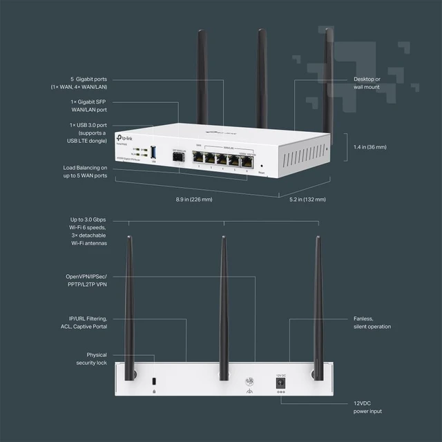 Alt view image 3 of 5 - TP-Link Festa FR365, AX3000 WiFi 6 VPN Router