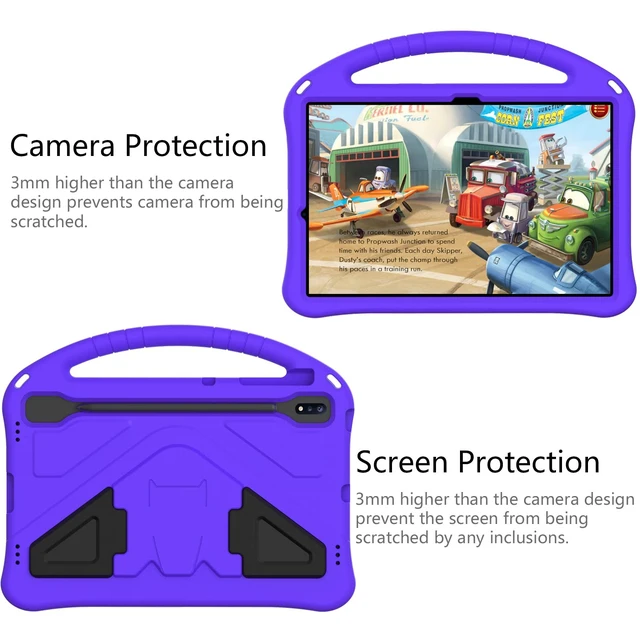 Alt view image 4 of 5 - Dteck Galaxy Tab S10/S9/S8 Ultra 14.6" Case, Lightweight Shockproof Rugged EVA Kids Case with Handle Stand & Pencil Holder, Purple