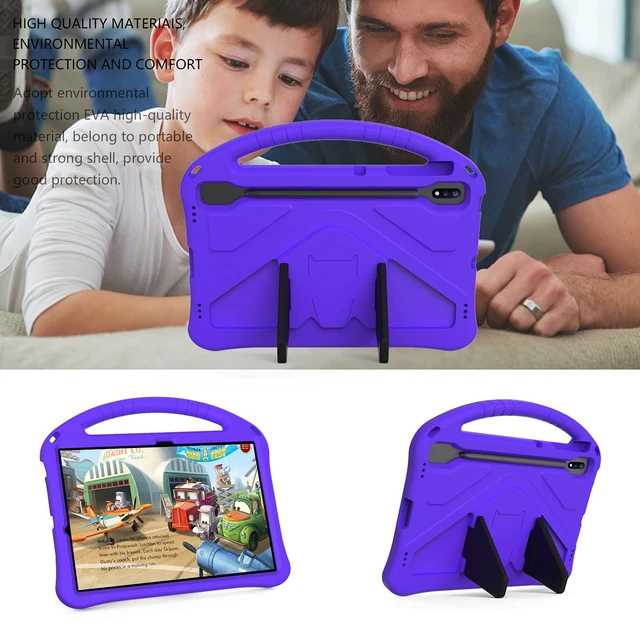 Alt view image 5 of 5 - Dteck Galaxy Tab S10/S9/S8 Ultra 14.6" Case, Lightweight Shockproof Rugged EVA Kids Case with Handle Stand & Pencil Holder, Purple