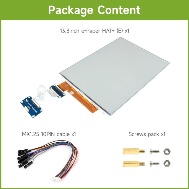 Alt view image 2 of 5 - Waveshare 13.3inch E Ink Spectra 6 (E6) Full Color E-Paper Display, Compatible with Raspberry Pi 5/4B, 16001200, SPI, with HAT+ Standard Driver HAT