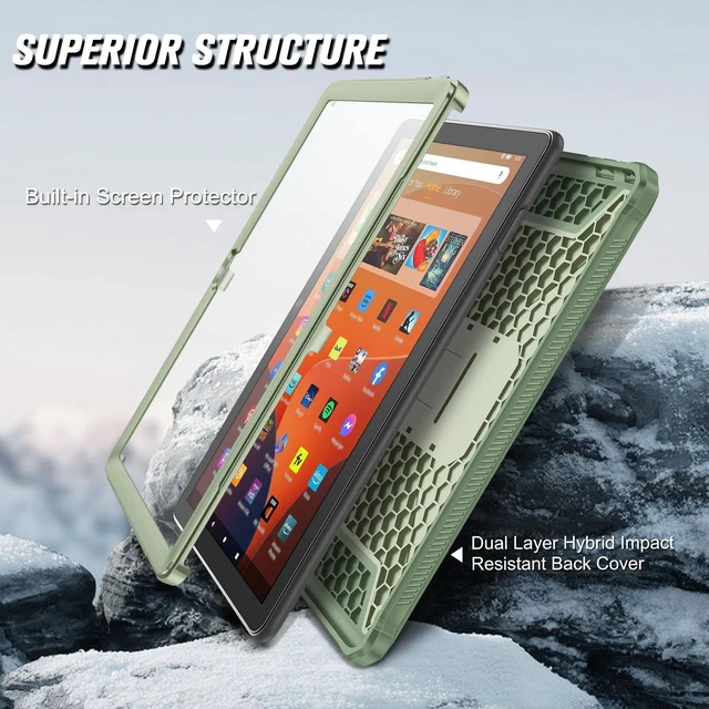 Alt view image 3 of 5 - Fintie Shockproof Case for 10.1" Fire HD 10 13th Gen 2023, Sage Green