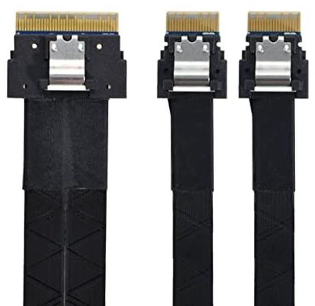 Main image of xiwai PCI-E Ultraport Slimline SAS Slim 4.0 SFF-8654 8i 74pin to Dual SFF-8654 4i 38Pin Cable 40cm PCI-Express