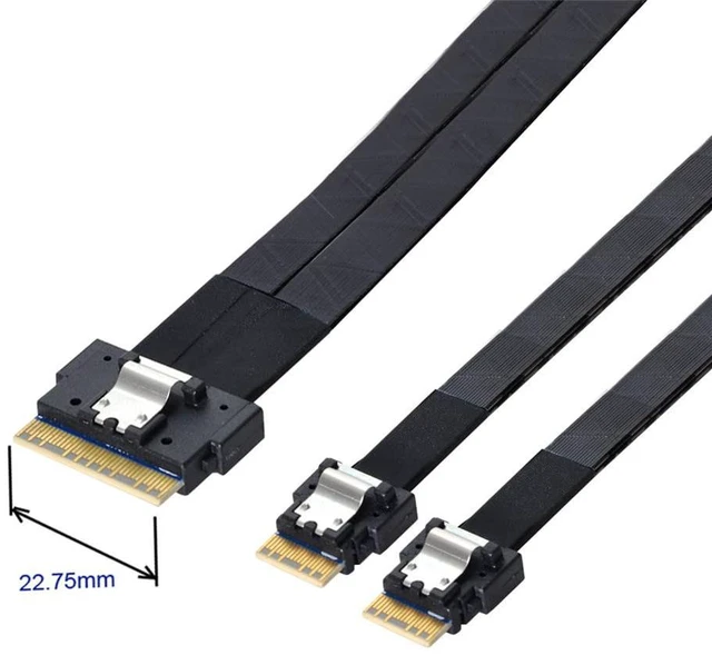 Alt view image 2 of 5 - xiwai PCI-E Ultraport Slimline SAS Slim 4.0 SFF-8654 8i 74pin to Dual SFF-8654 4i 38Pin Cable 40cm PCI-Express