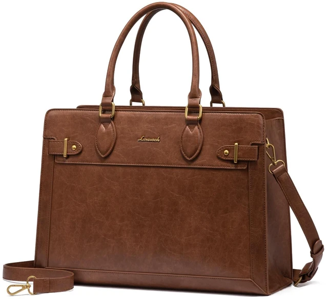 Main image of LOVEVOOK Laptop Bag for Women, 15.6 Inch Large PU Leather Tote Bag, Professional Teacher Work Bag, Waterproof Business Computer Briefcase, Shoulder Tote Purse for Office