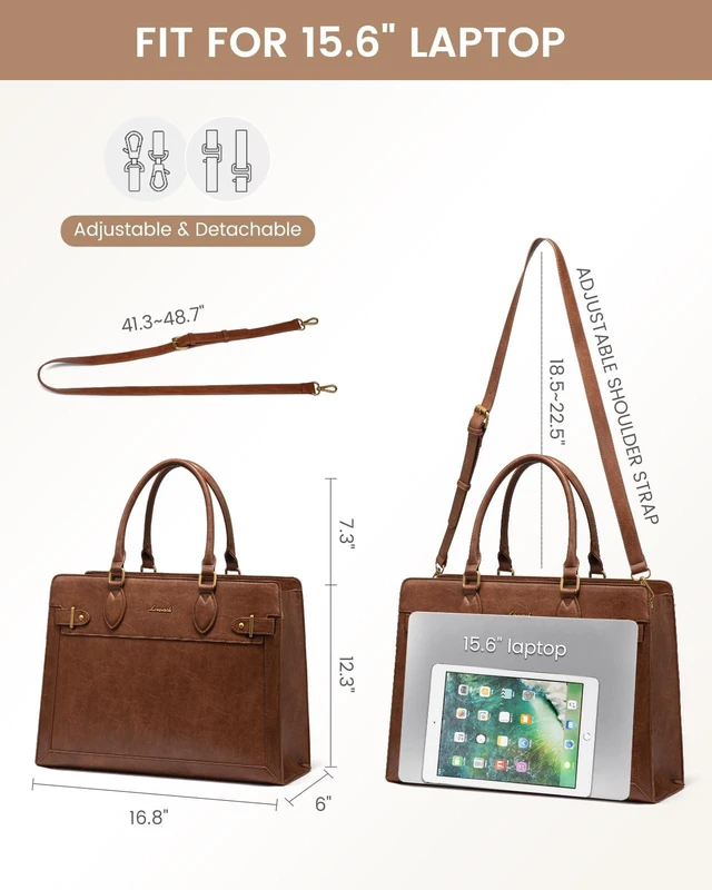 Alt view image 5 of 5 - LOVEVOOK Laptop Bag for Women, 15.6 Inch Large PU Leather Tote Bag, Professional Teacher Work Bag, Waterproof Business Computer Briefcase, Shoulder Tote Purse for Office