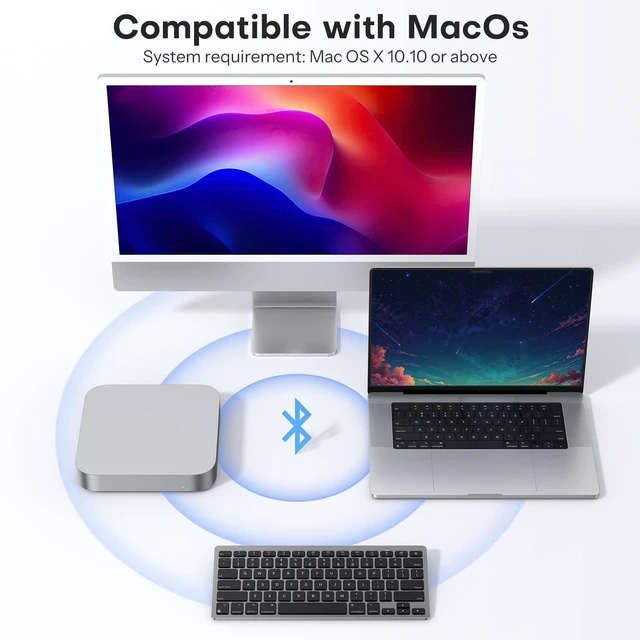 Alt view image 4 of 5 - OMOTON Ultra-Slim Wireless Keyboard for Mac (MacOS 10.10+), Compact Size
