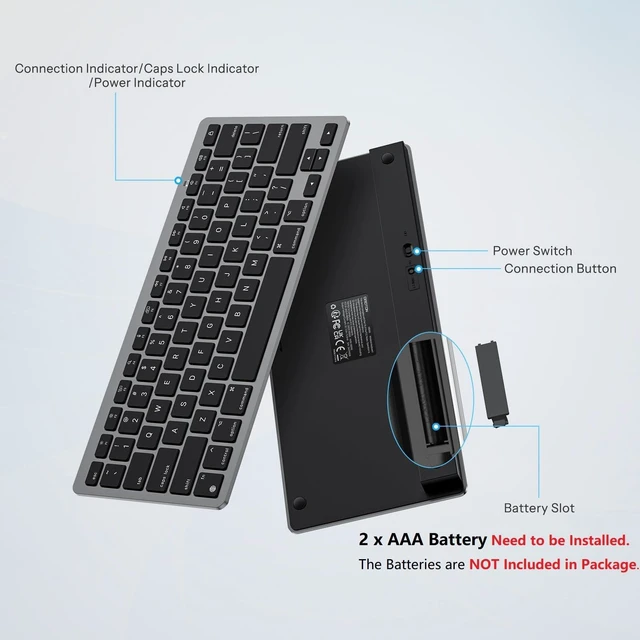 Alt view image 3 of 5 - OMOTON Ultra-Slim Wireless Keyboard for Mac (MacOS 10.10+), Compact Size