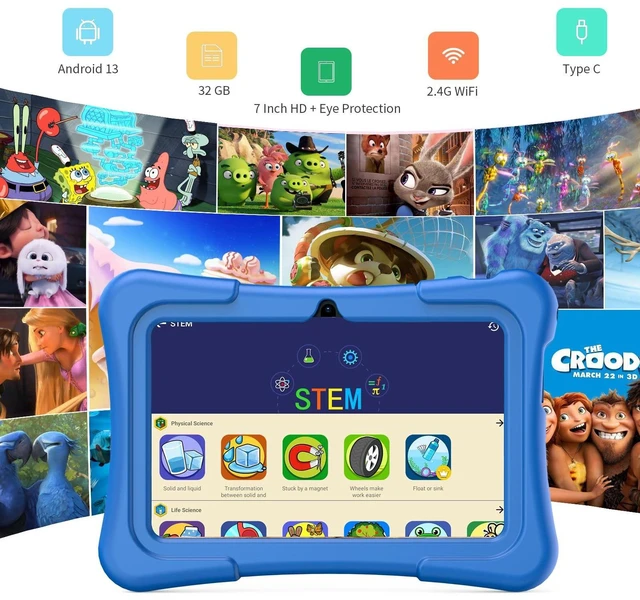 Alt view image 2 of 5 - PRITOM 7 inch Kids Tablet, 32GB, WiFi, Kids Apps, Parental Control, Blue