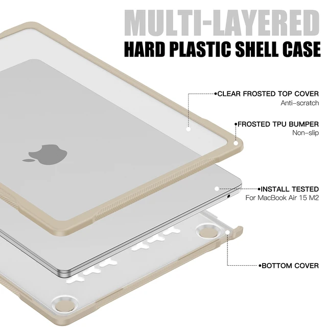 Alt view image 3 of 5 - Batianda Ultimate Slim Case for MacBook Air 15 Inch 2023-2026, Khaki