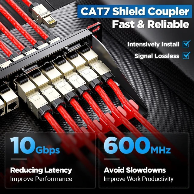 Alt view image 5 of 5 - AMPCOM CAT7 Inline Coupler RJ45 STP Keystone Jack, Shielded Female to Female Feedthrough Ethernet Module- 12 Pack