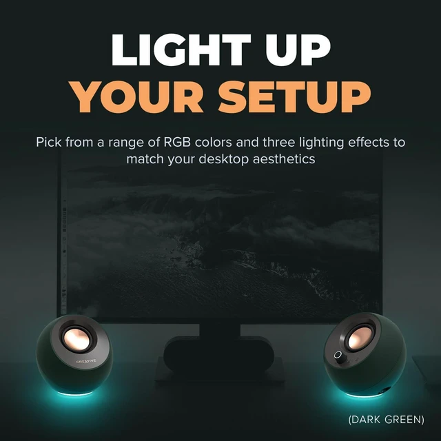Alt view image 2 of 5 - Creative Pebble Pro, 2.0 USB-C Desktop Speakers, RGB, Black