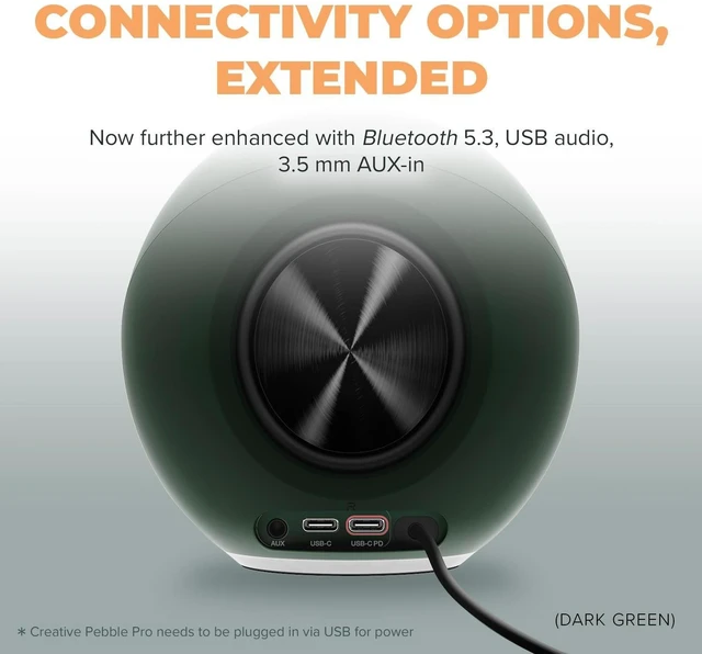 Alt view image 5 of 5 - Creative Pebble Pro, 2.0 USB-C Desktop Speakers, RGB, Black