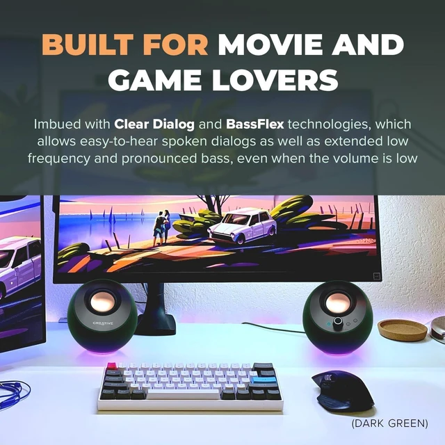 Alt view image 4 of 5 - Creative Pebble Pro, 2.0 USB-C Desktop Speakers, RGB, Black