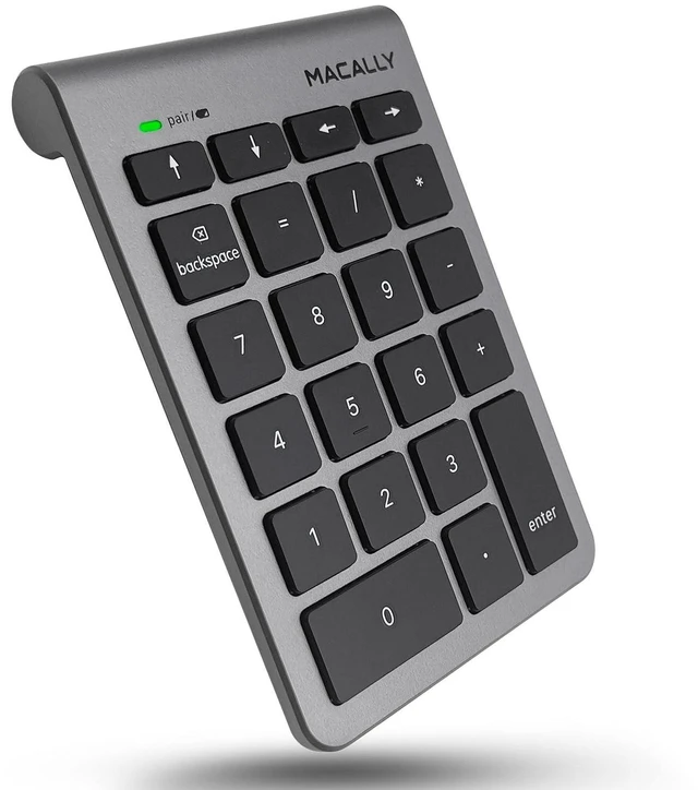 Main image of Macally Bluetooth Number Pad for Laptop - Wireless Numeric Keypad - 22 Key Numeric Keypad for Data Entry, Numpad Compatible with MacBook, iPad, iPhone, iOS, Laptop, PC, Android