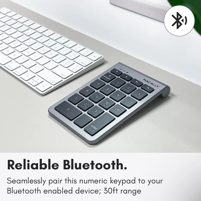 Alt view image 2 of 5 - Macally Bluetooth Number Pad for Laptop - Wireless Numeric Keypad - 22 Key Numeric Keypad for Data Entry, Numpad Compatible with MacBook, iPad, iPhone, iOS, Laptop, PC, Android