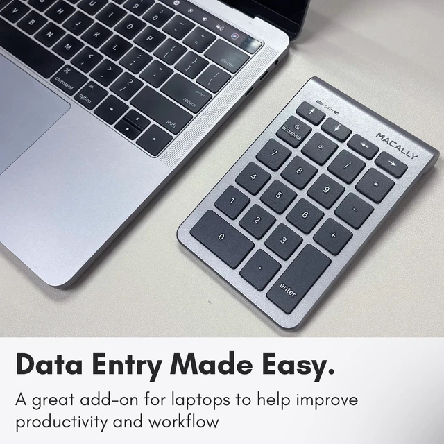 Alt view image 4 of 5 - Macally Bluetooth Number Pad for Laptop - Wireless Numeric Keypad - 22 Key Numeric Keypad for Data Entry, Numpad Compatible with MacBook, iPad, iPhone, iOS, Laptop, PC, Android