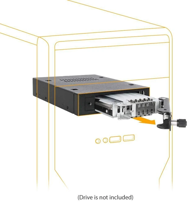 Alt view image 2 of 5 - ICY DOCK Rugged Full Metal 2.5 SATA/SAS HDD & SSD Mobile Rack for External 3.5" Drive Bay with Key Lock & Thumb Screw Design ^^ ToughArmor MB491SKL-B