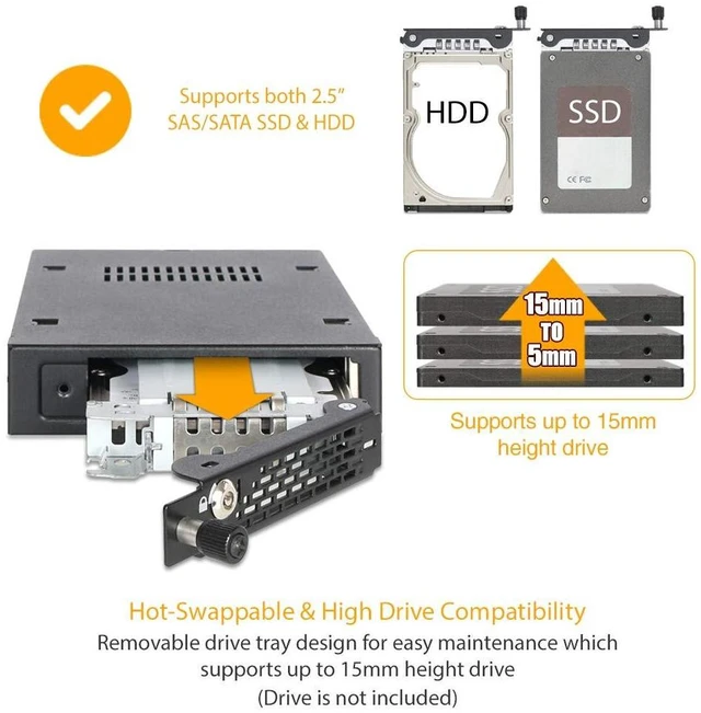 Alt view image 3 of 5 - ICY DOCK Rugged Full Metal 2.5 SATA/SAS HDD & SSD Mobile Rack for External 3.5" Drive Bay with Key Lock & Thumb Screw Design ^^ ToughArmor MB491SKL-B