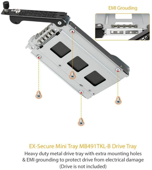 Alt view image 5 of 5 - ICY DOCK Rugged Full Metal 2.5 SATA/SAS HDD & SSD Mobile Rack for External 3.5" Drive Bay with Key Lock & Thumb Screw Design ^^ ToughArmor MB491SKL-B