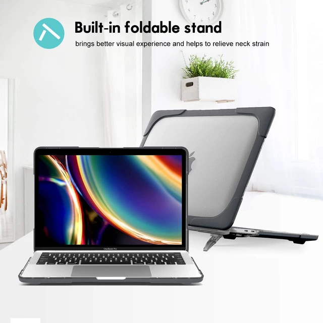 Alt view image 4 of 5 - ProCase for MacBook Pro 13 Inch 2023 M2, 2022 2020 M1 A2338/ A2289/ A2251, Heavy Duty Hard Shell Case with Dual Layer Protective Cover and Kickstand for MacBook Pro 13-inch -Black