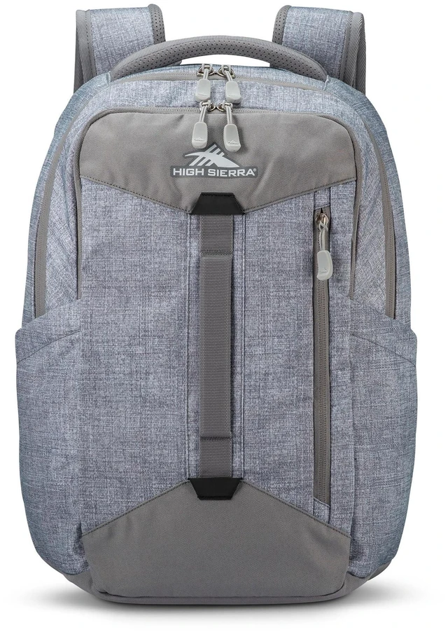 Alt view image 2 of 5 - High Sierra Large Backpack Reflective Accent Comfortable Mesh Back School Bag with Tablet Device Sleeve and Adjustable Straps, Silver