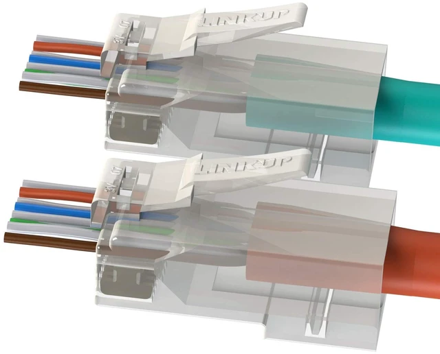 Main image of LINKUP Cat6 RJ45 Pass-Through Plugs ^^ 105-Pack, Gold