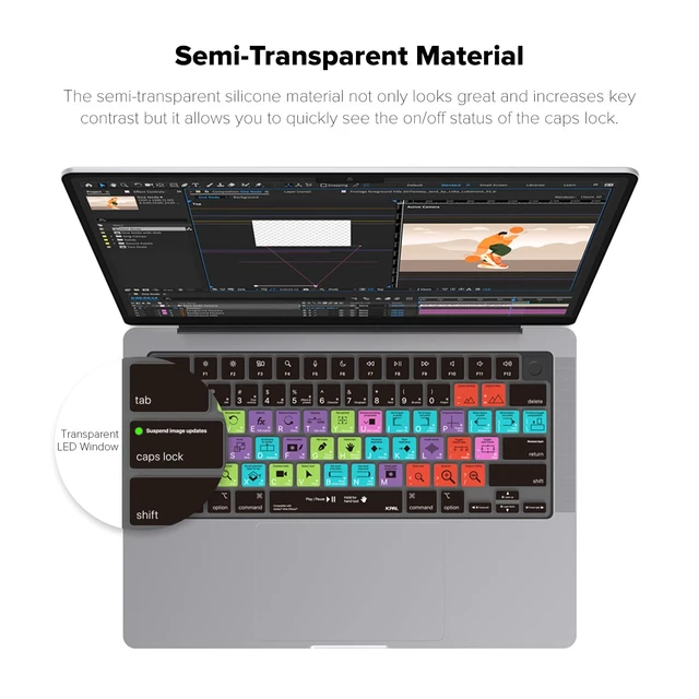 Alt view image 4 of 5 - JCPal Adobe After Effects Shortcut Guide Keyboard Cover for Apple MacBook