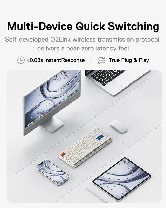 Alt view image 4 of 5 - MelGeek O2 Wireless Low Profile Mechanical Quiet Keyboard for Mac Office