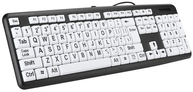 Alt view image 4 of 5 - Leapiture Large Print Keyboard Standard 104 Keys Big Letter Keyboard USB Wired Computer Keyboard with Oversized Print Letters for Elderly and Low Vision People