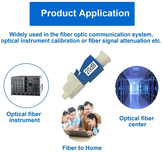 Alt view image 5 of 5 - 10Pcs LC Fiber Optic attenuator, Fiber Signal Attenuation Converter, LC Inserts Connector Single Mode (LC-UPC, 20dB)