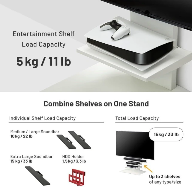 Alt view image 5 of 5 - WALL 18.5" Entertainment Shelf for TV Stand Model V4, Satin White