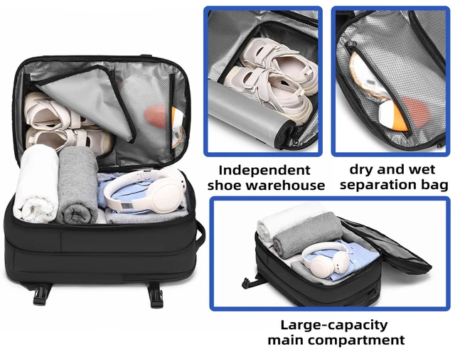 Alt view image 5 of 5 - GYakeog Expandable Business Travel Backpack with Laptop Compartment, Vacuum sealed travel backpack 64L for Business Trip/Commute (6681-ZKB-BLACK)