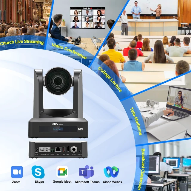 Alt view image 2 of 5 - DAIPU PTZ Camera 4K 20X Optical Zoom NDI 60fps HDMI USB3.0 SDI LAN POE AI Auto Tracking PTZ Camera New Gen for Church Worship Live Streaming Business Conference Events Education with YouTube Zoom