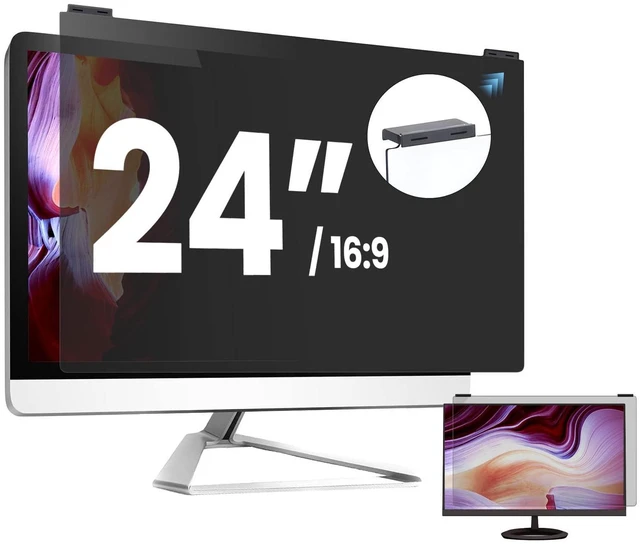 Main image of Verponity Computer Privacy Screen Filter 24 Inch, 9H Hardness Hanging Computer Screen Privacy Shield Compatible with 23.6,23.8 inch for 16:9 Widescreen Monitor, Eye Protection and Blue Light Blocks