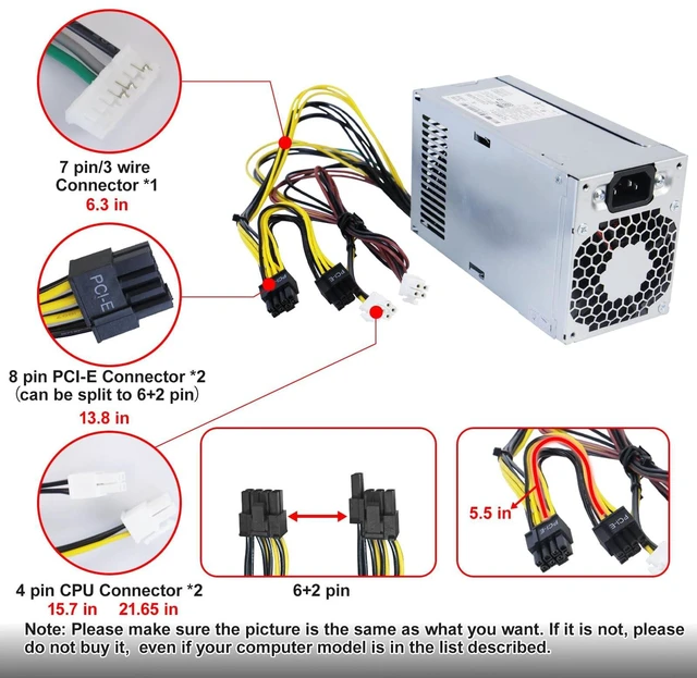 Alt view image 4 of 5 - LXun Upgraded PCG007 937516-004 310W Power Supply Compatible with HP ProDesk 280 288 480 G3 MT, Compatible with HP 400G4 282G3 SFF 901772-004 DPS-310AB-1A PSU Power Supply
